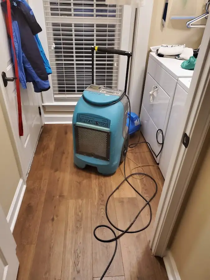 Commercial dehumidifier deployed for Flood Damage Cleanup in Smithfield